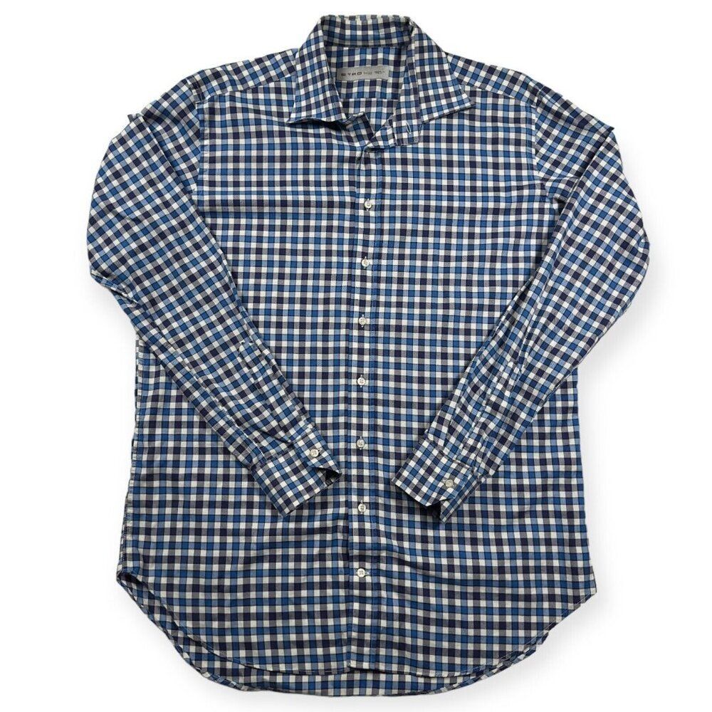 Etro Blue Plaid Button Up Made In Italy Mens IT 42 US‎ M